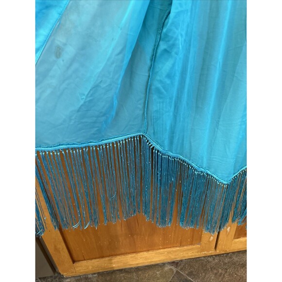 Ashley Stewart Turquoise Kimono Cardigan Cover Up 12 Sheer Open Front Fringe - Picture 7 of 10